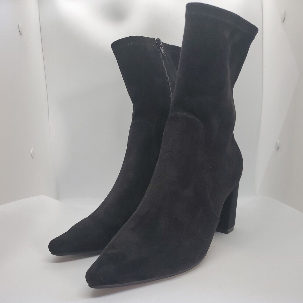 Anthropology Boots Womens 8/39 Silent D Nider Black Micro Suede Calf Pointed Toe